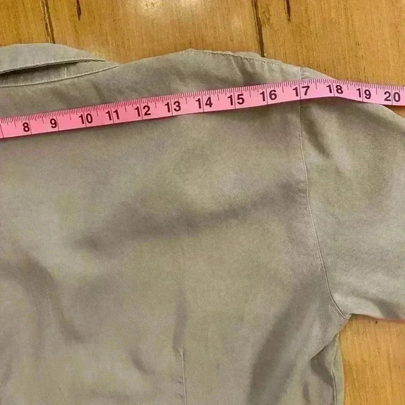 Cut Loose Women's Short Sleeve Button Down Tensel Soft Khake Blouse medium - Picture 9 of 11